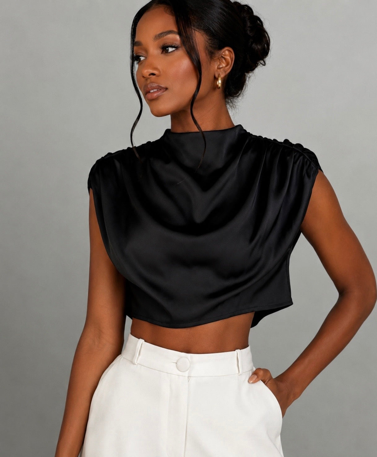The Émeraude Drape Top And The Noir Drape Top