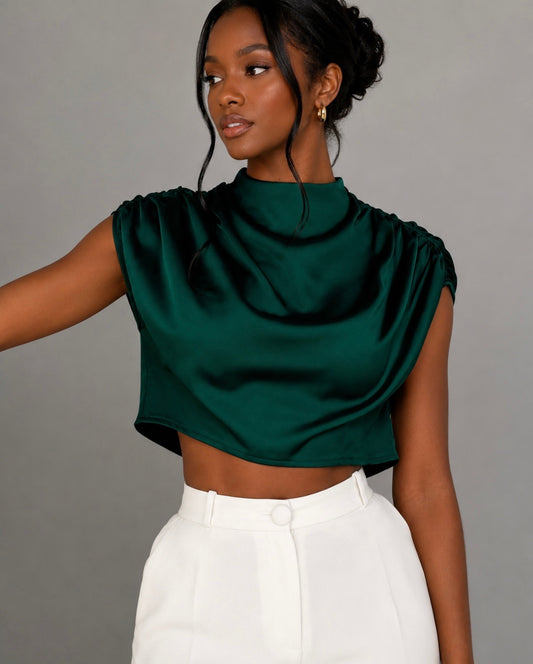 The Émeraude Drape Top And The Noir Drape Top